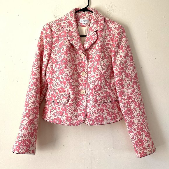 Ann Taylor Loft Pink Retro Flower Print Blazer Jacket size 4 - Picture 10 of 15